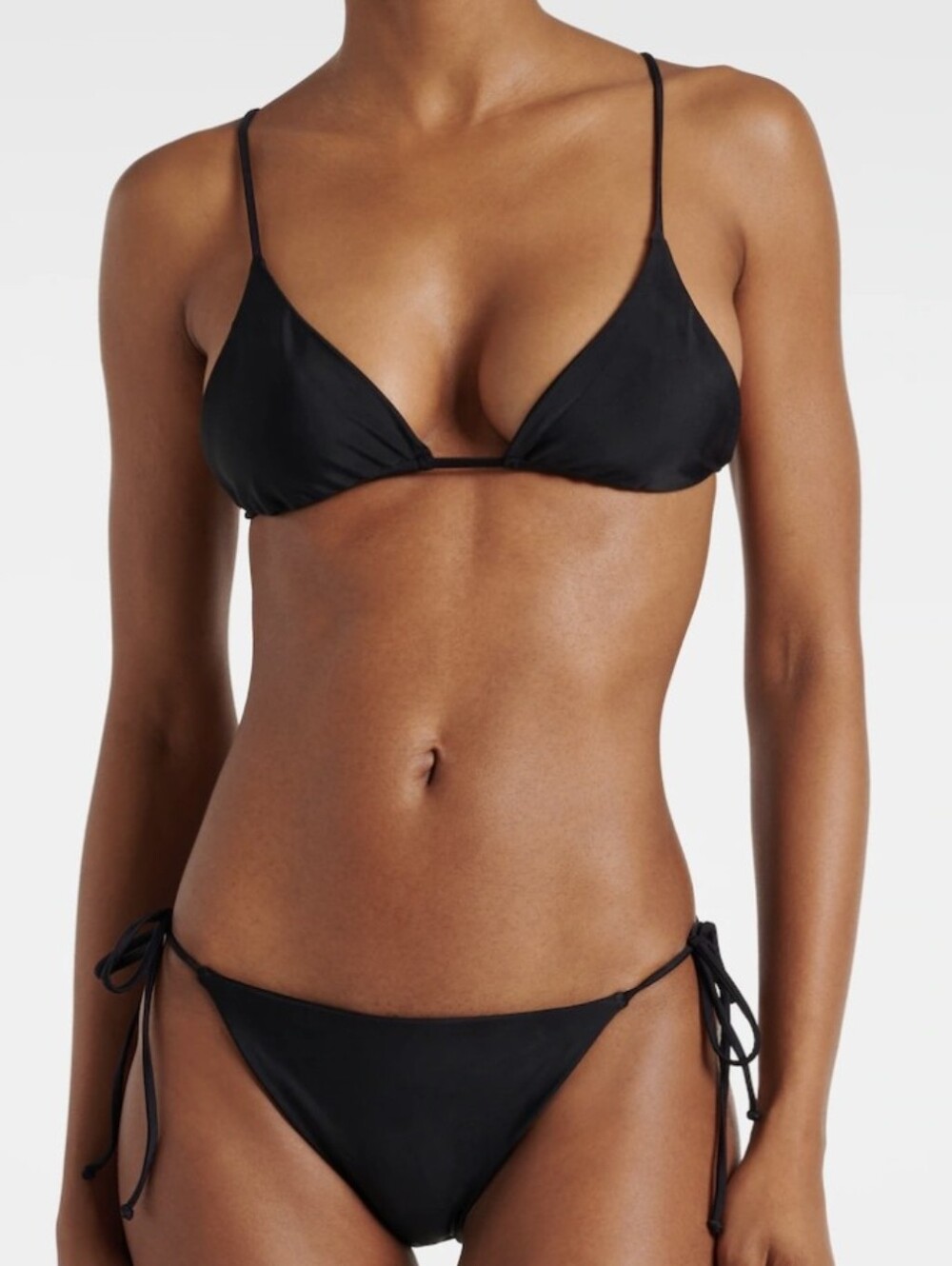 Jade Swim Via Black Triangle Tie-Side Bikini Set - Women Swim